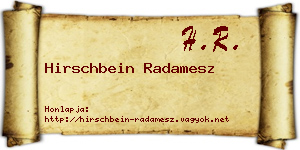 Hirschbein Radamesz névjegykártya